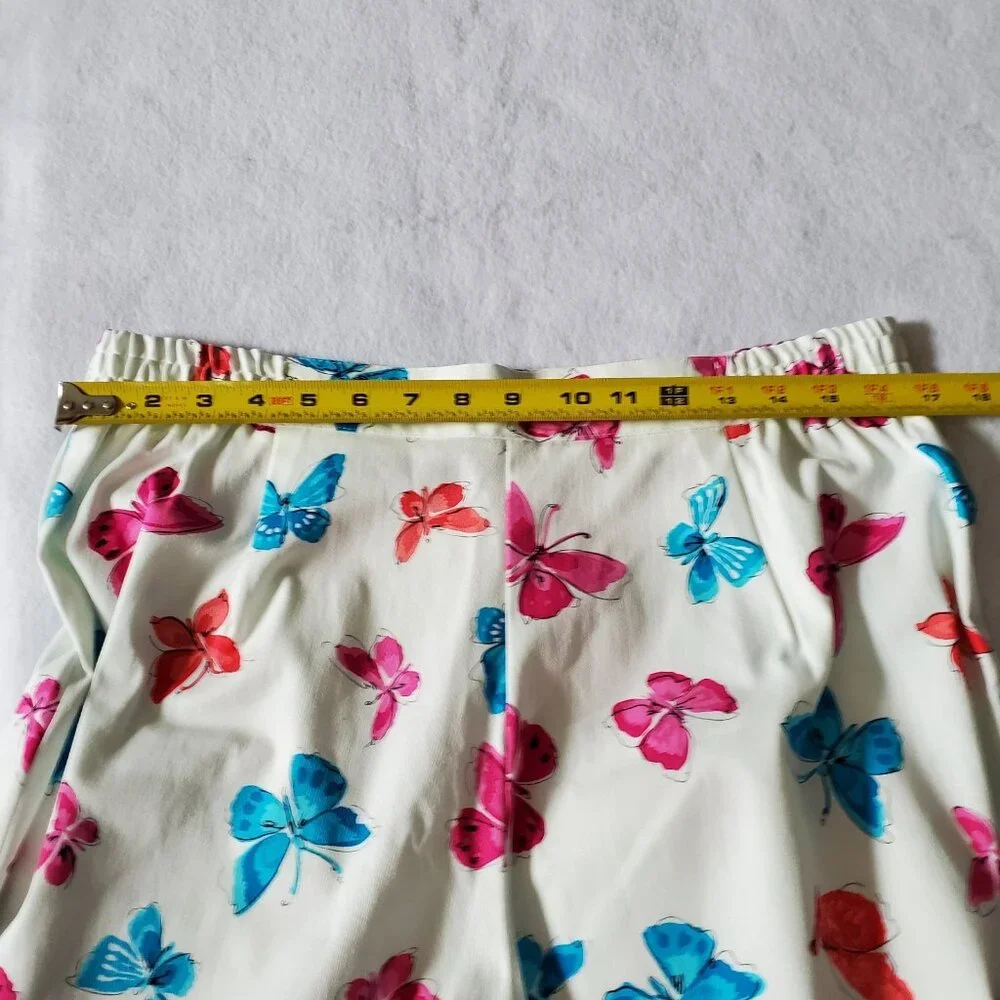 Briggs New York Skort Size 16 White Pink & Blue Butterflies Cotton Spandex - Picture 9 of 16